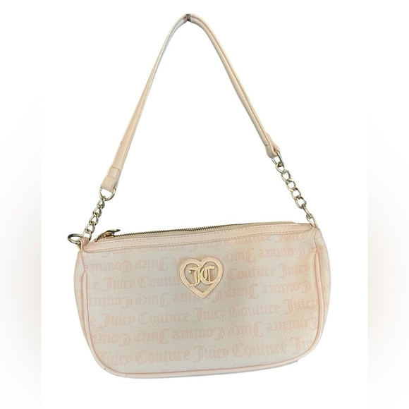 Juicy Couture Flawless Gothic Dots Y2K Powder Blush Shoulder Bag Pink Logo Purse - Picture 1 of 3